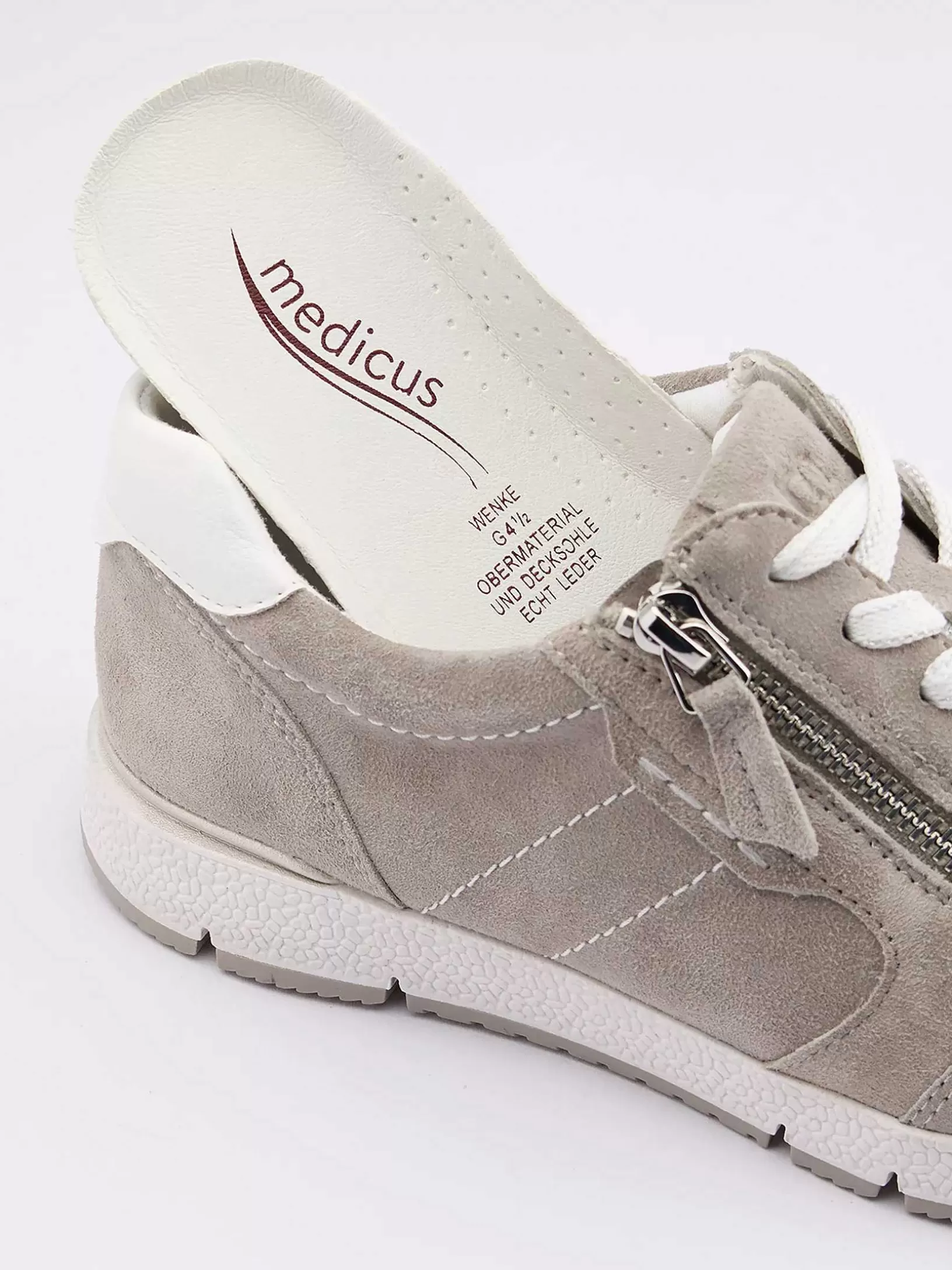 Dames Medicus Grijze Leren Comfort Sneaker