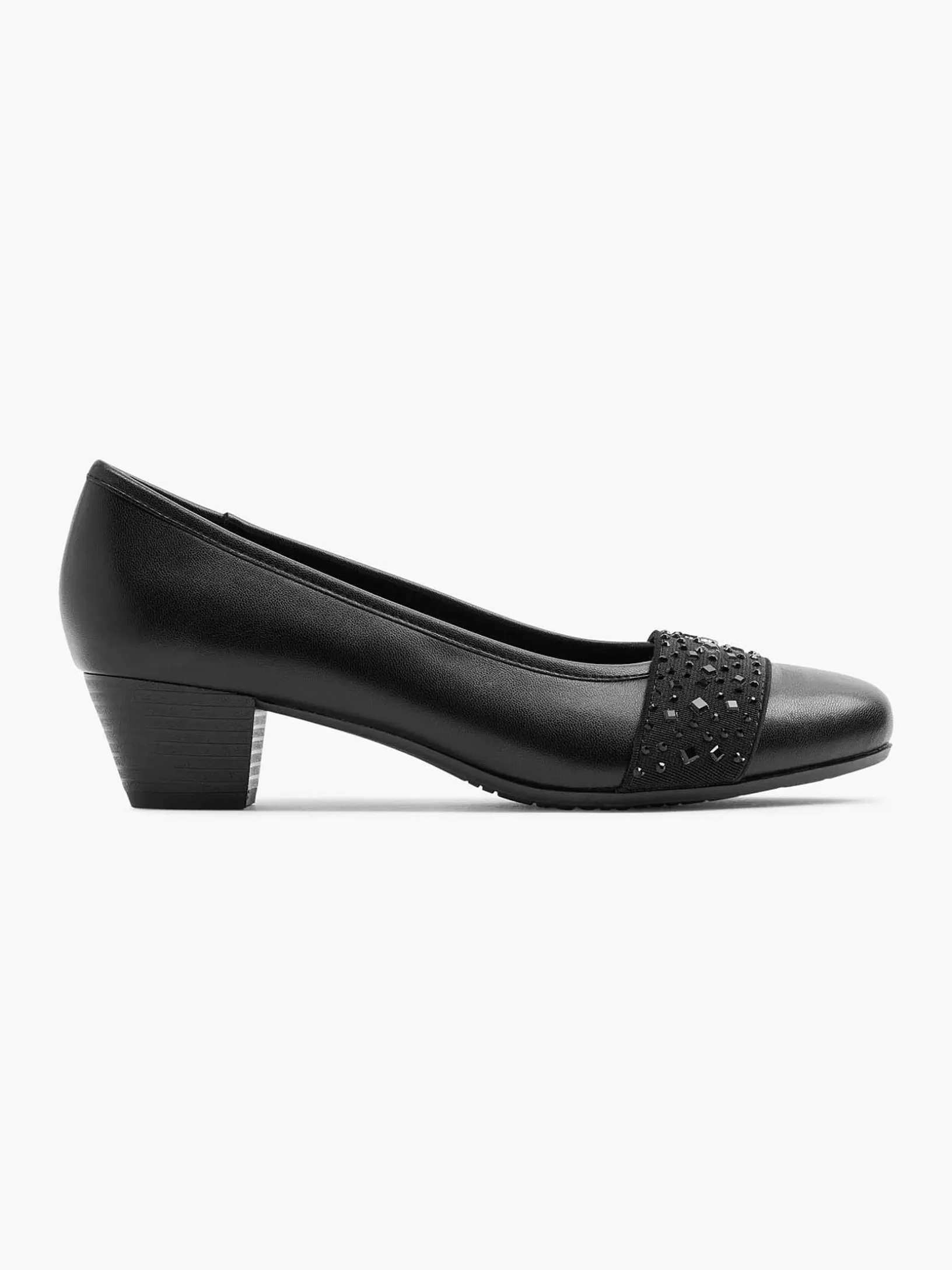 Dames Easy Street Zwarte Leren Pump