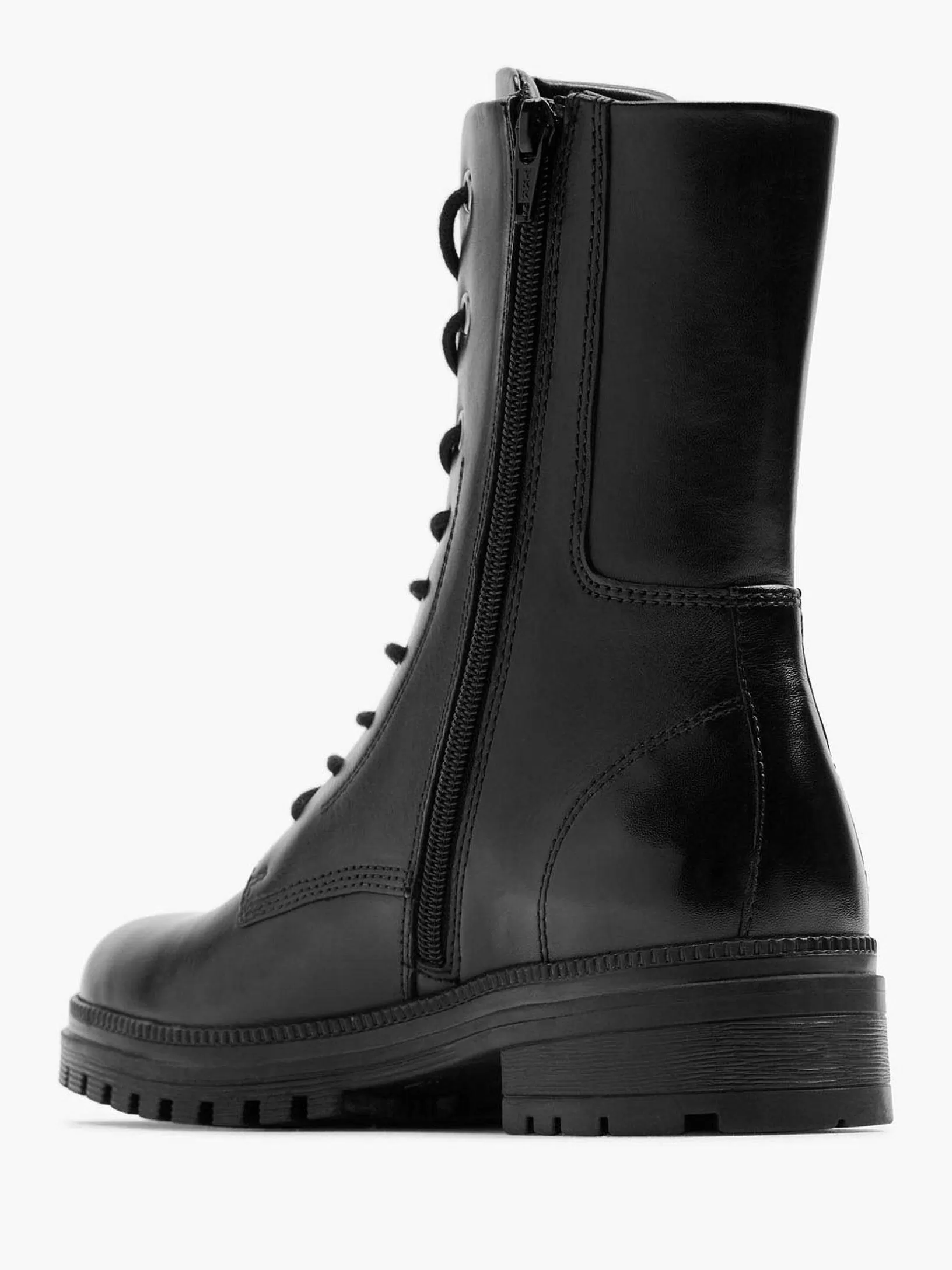 Dames 5th Avenue Zwarte Leren Veterboot