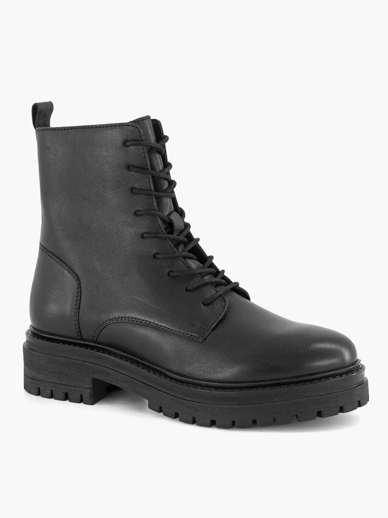 Dames 5th Avenue Zwarte Leren Veterboot